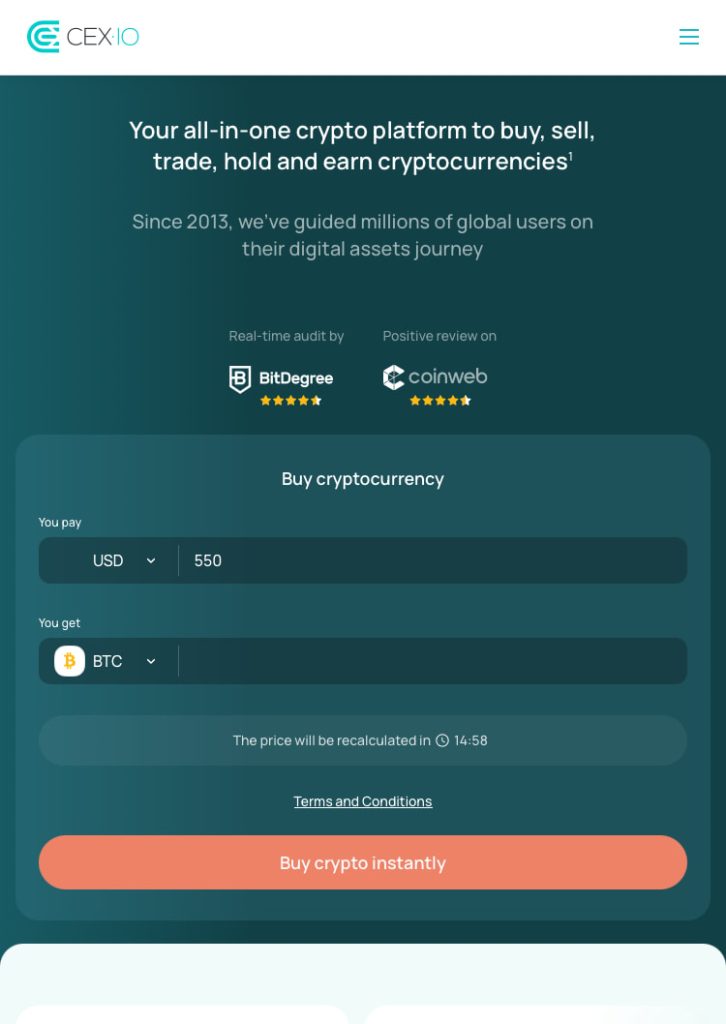 CEX.IO - Ótima plataforma para negociar contratos futuros de Solana