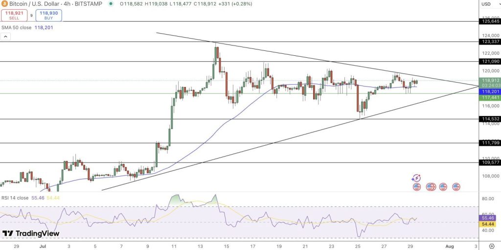 Gráfico do Bitcoin (BTC) no TradingView
