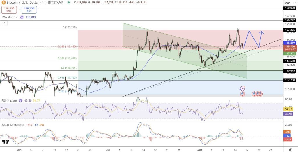 Gráfico do Bitcoin (BTC) no TradingView