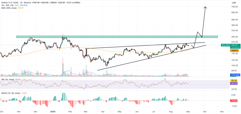 Gráfico do Solana (SOL) no TradingView