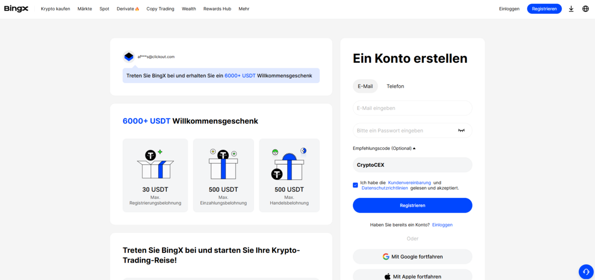 BingX Homepage