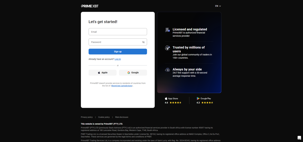 PrimeXBT Register