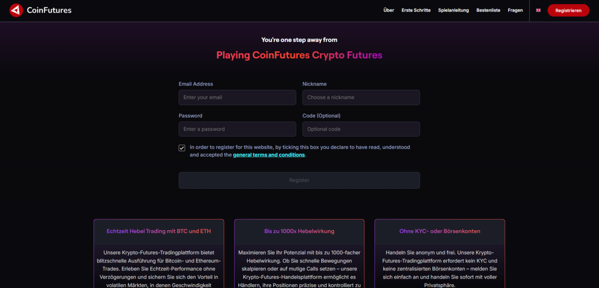 CoinFutures Konto