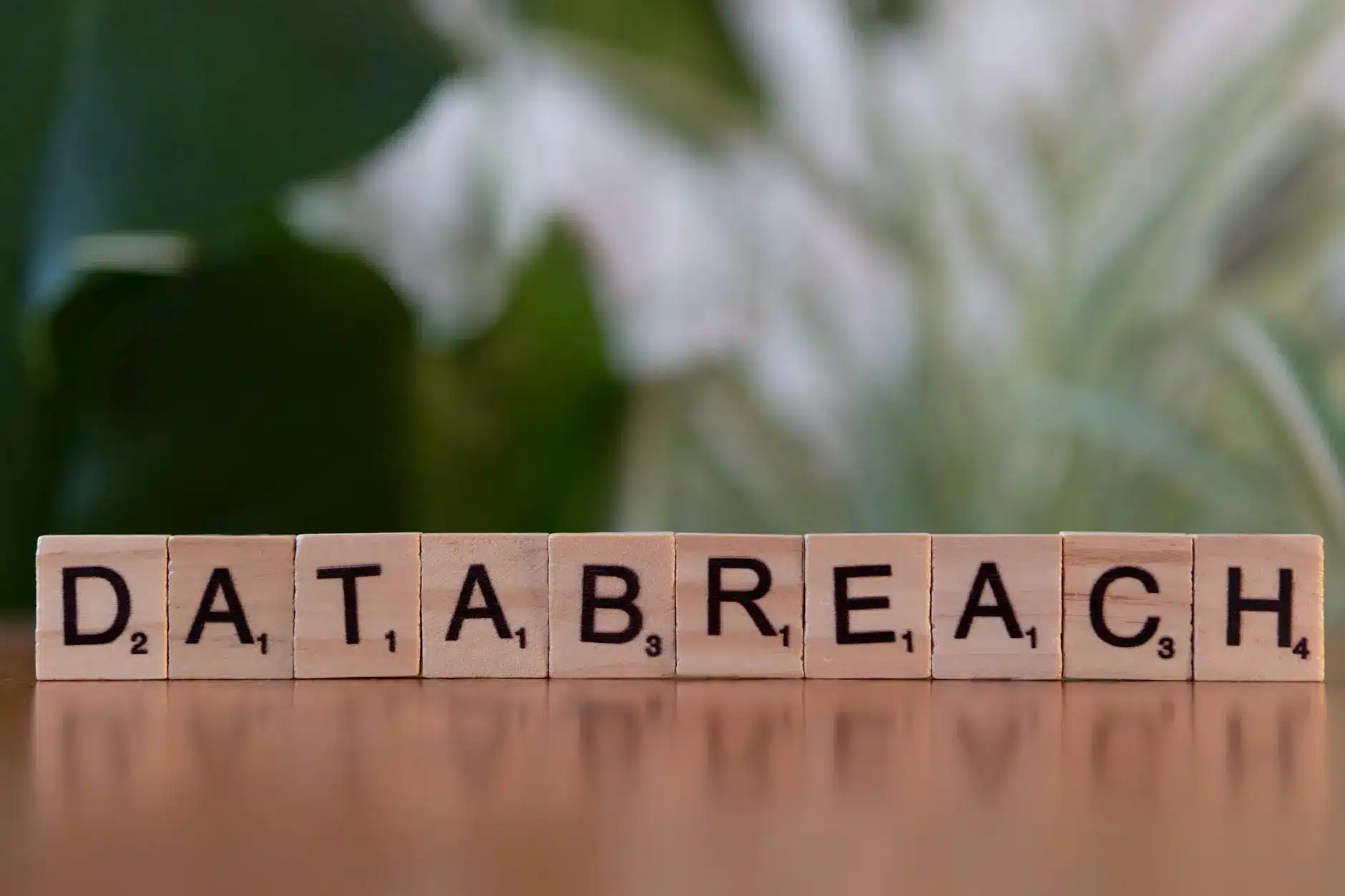 Wooden blocks spelling 'DATABREACH' on a table with a blurred background.