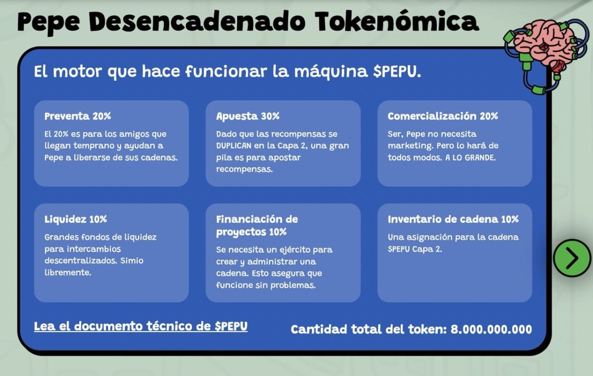 Pepe Unchained precio: tokenómica