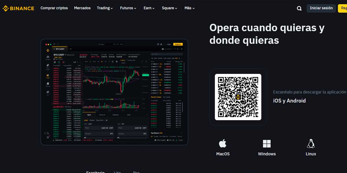 Página de Binance