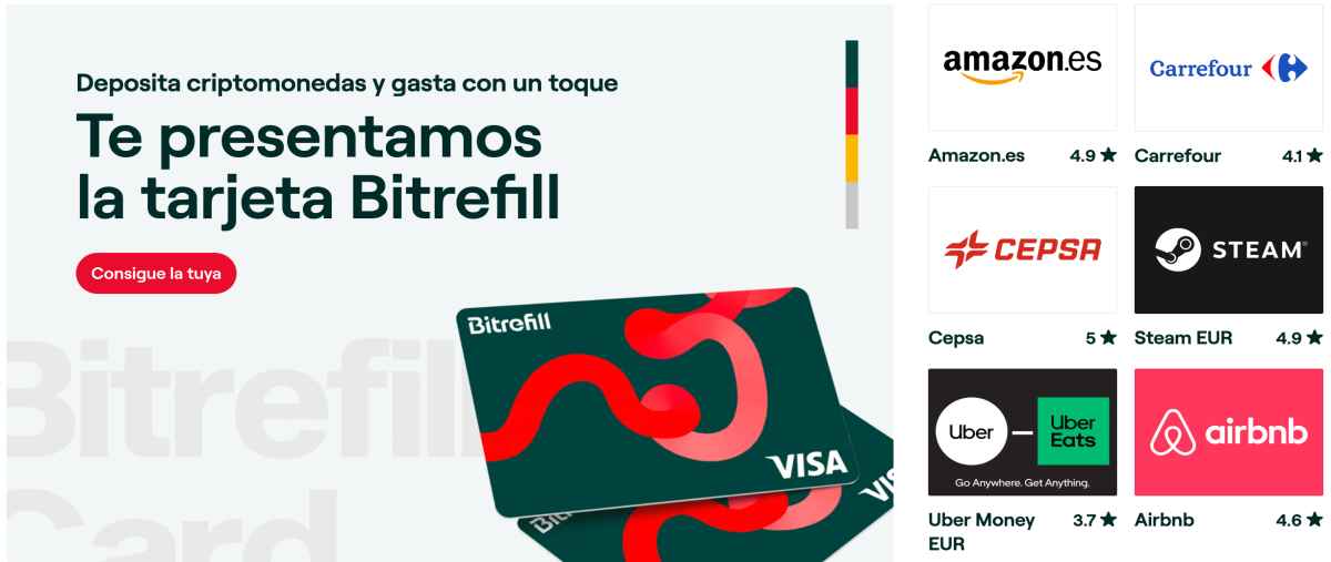Bitrefill - Paga con tarjetas que fondeas con criptos