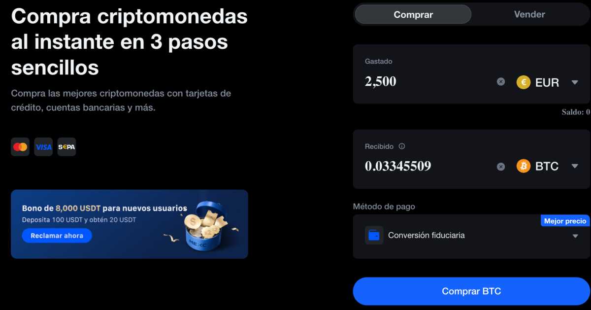Comprar criptomonedas con tarjeta de débito es posible en MEXC