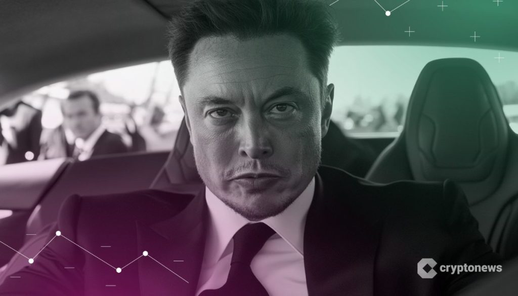 Elon Musk kuvattuna autossa