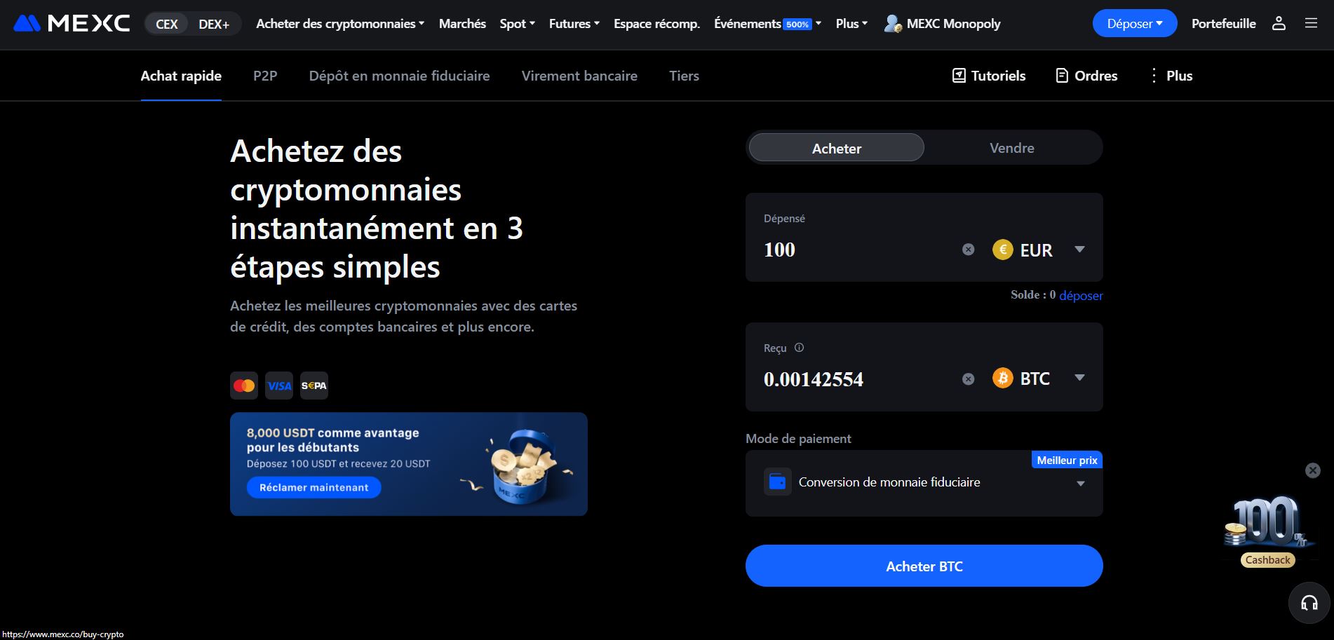 acheter bitcoin mexc