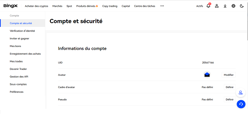 Sécurité du compte