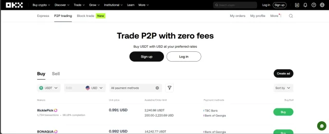 OKX Exchange crypto P2P