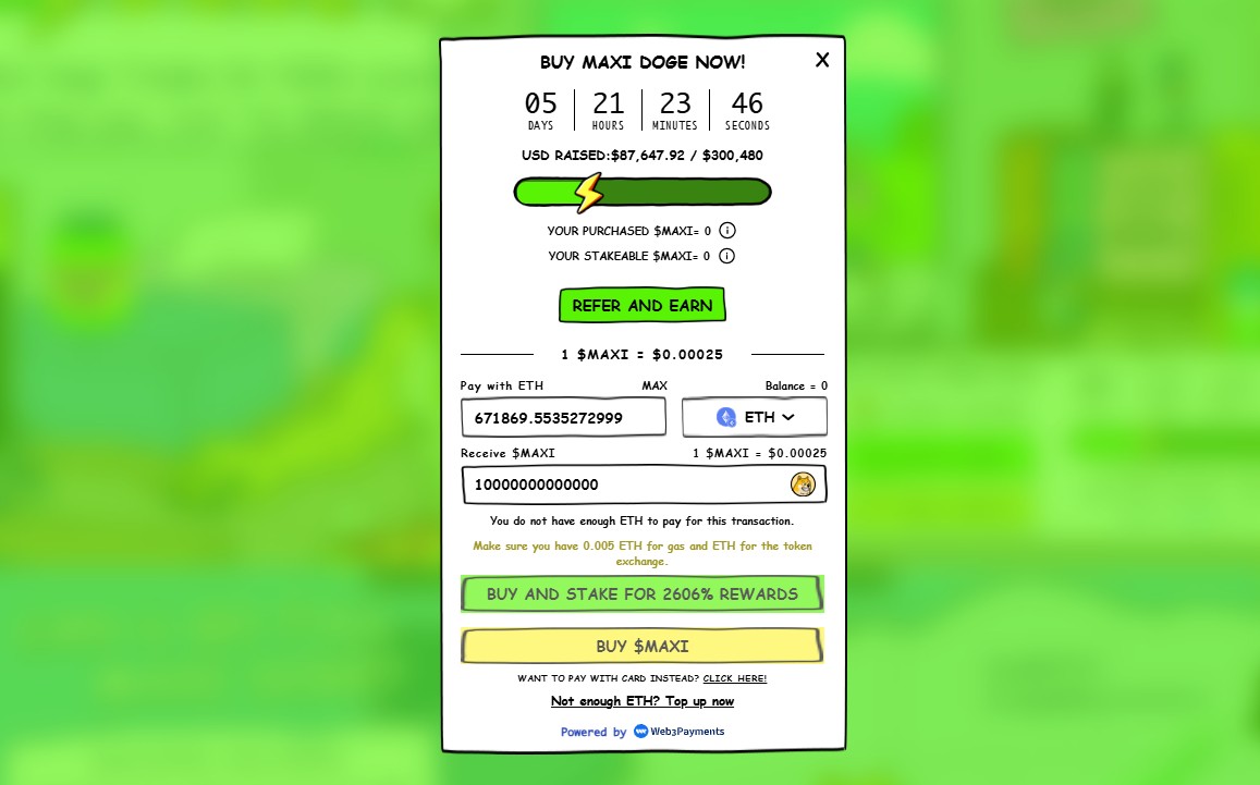 Maxi doge token kopen stap 3
