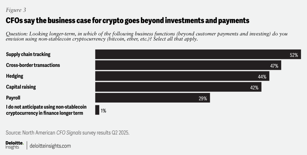 Andere toepassingen van crypte volgens CFO's