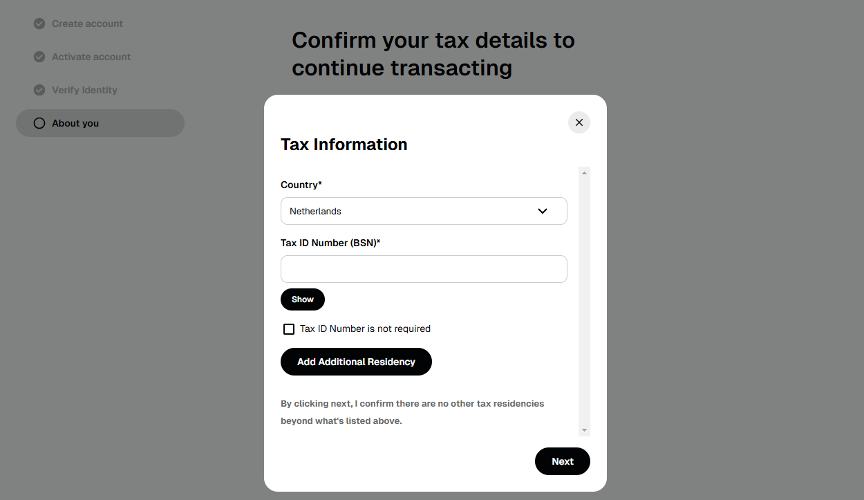gemini exchange kyc check