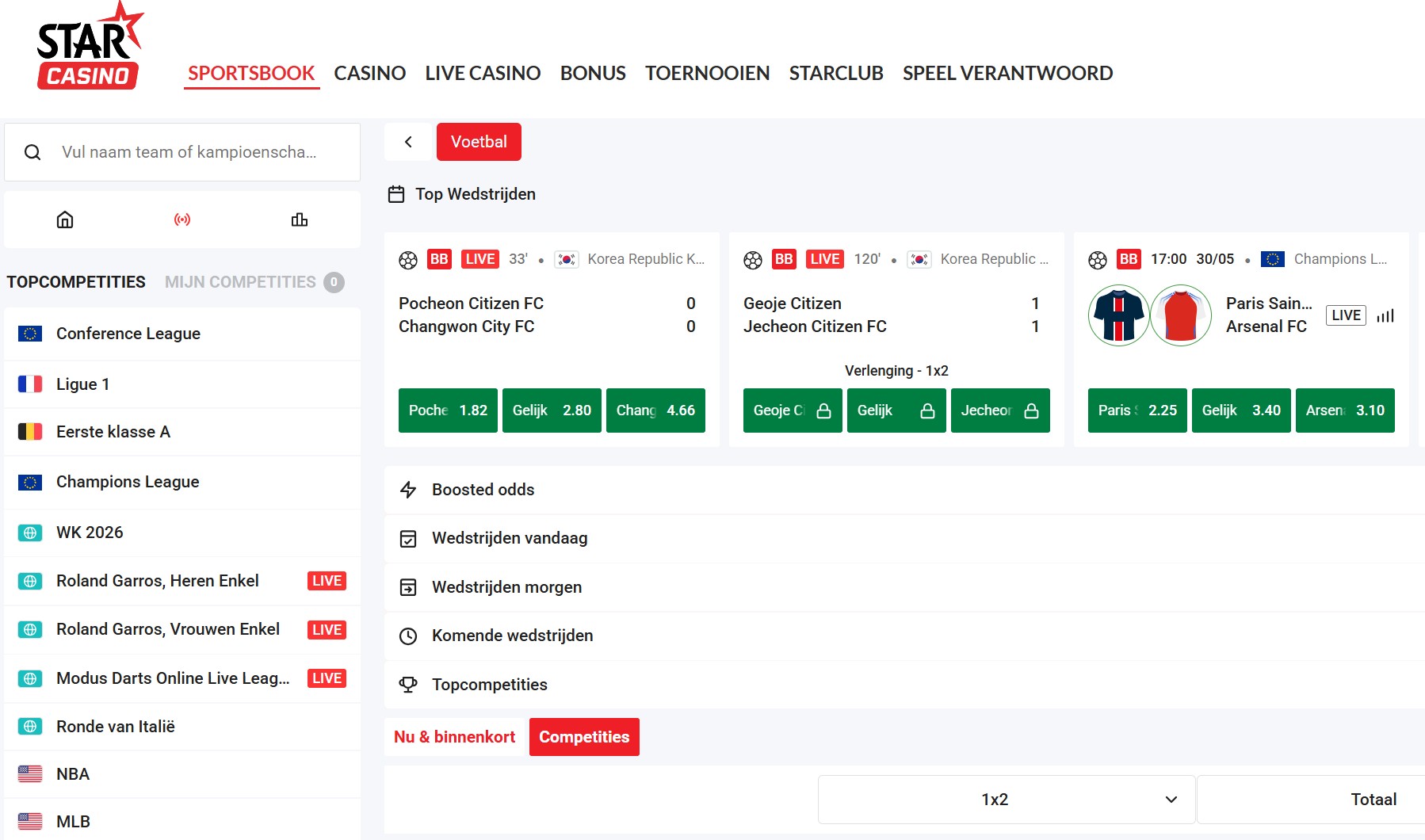 starcasino bookmaker zonder cruks interface