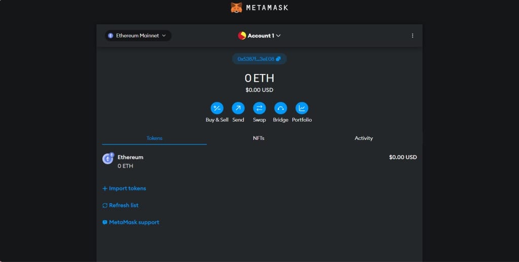 Metamask cüzdan açma