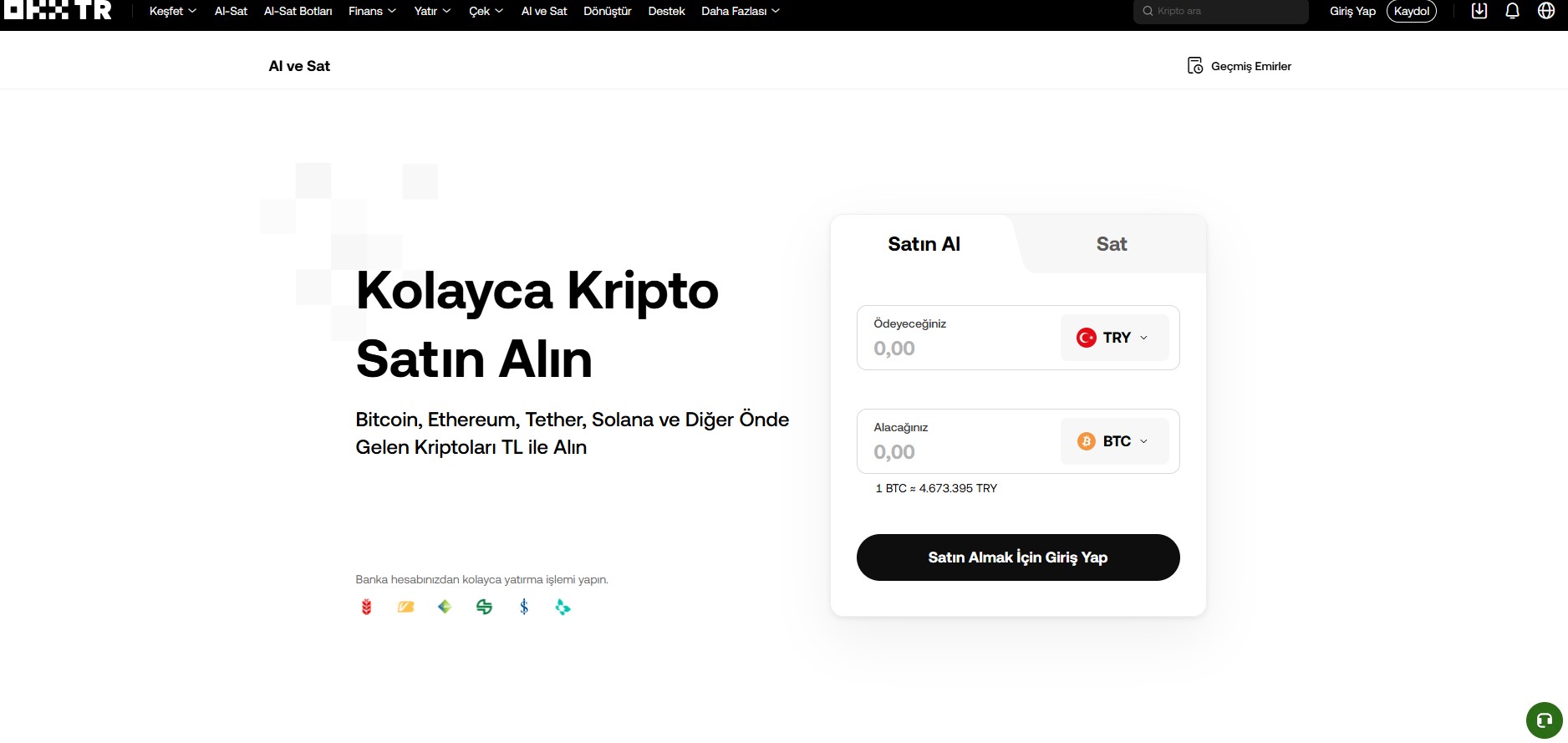 Kredi kartı ile OKX üzerinden kripto para satın alma