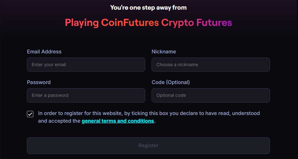 CoinFutures'ta hesap açın