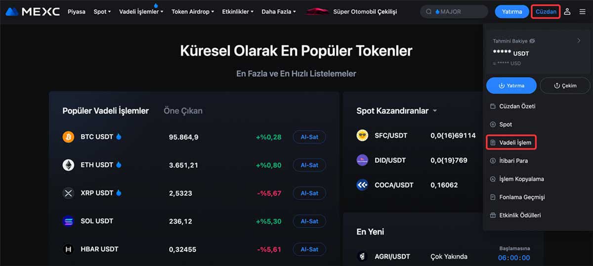 MEXC vadeli işlem ve 100x kaldıraç