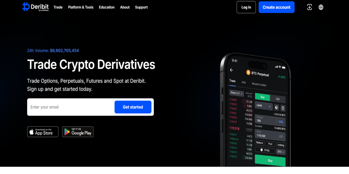 kripto vadeli işlem ve opsiyon borsası - Deribit