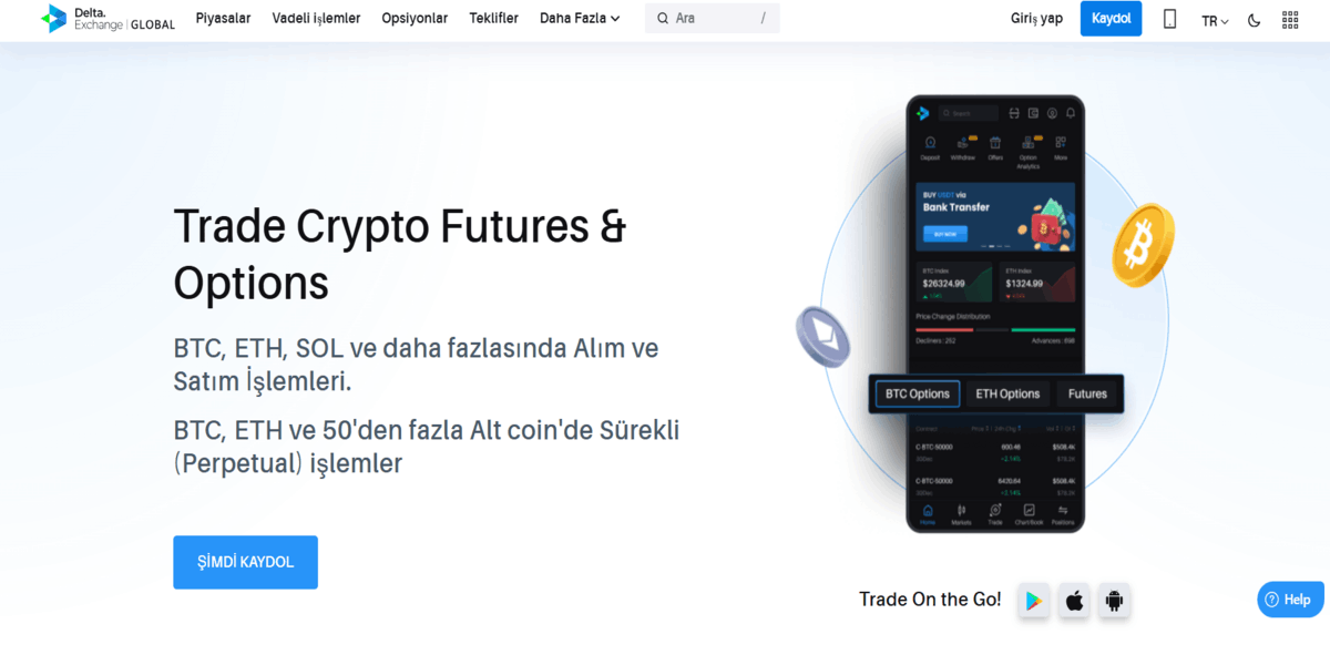 Kripto opsiyon borsası - Delta Exchange