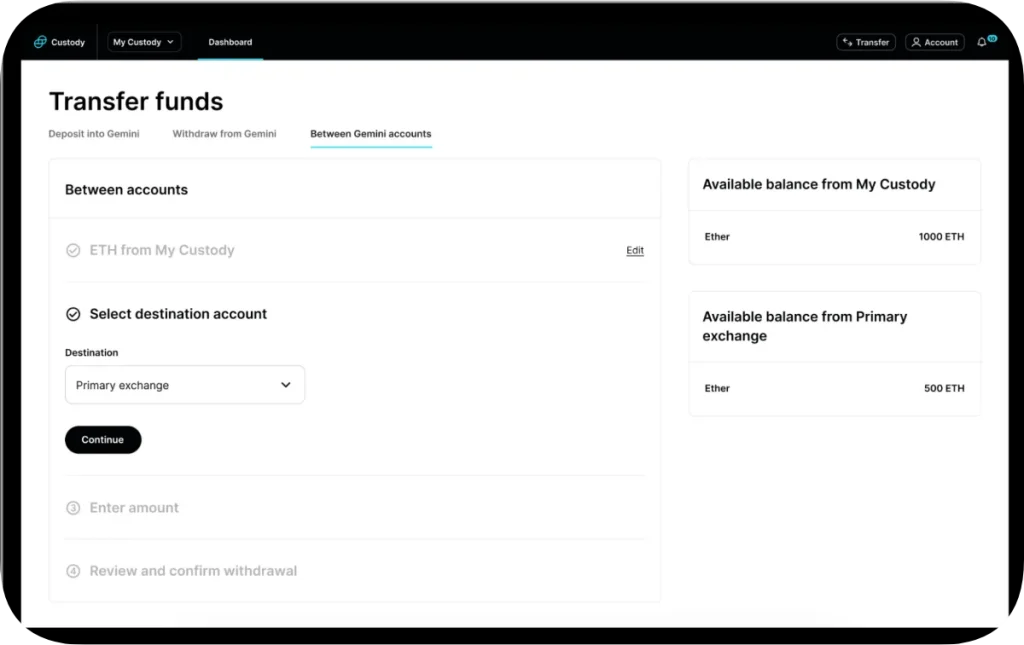 deposit funds on gemini