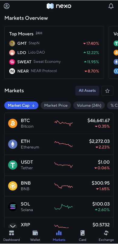 nexo mobile app