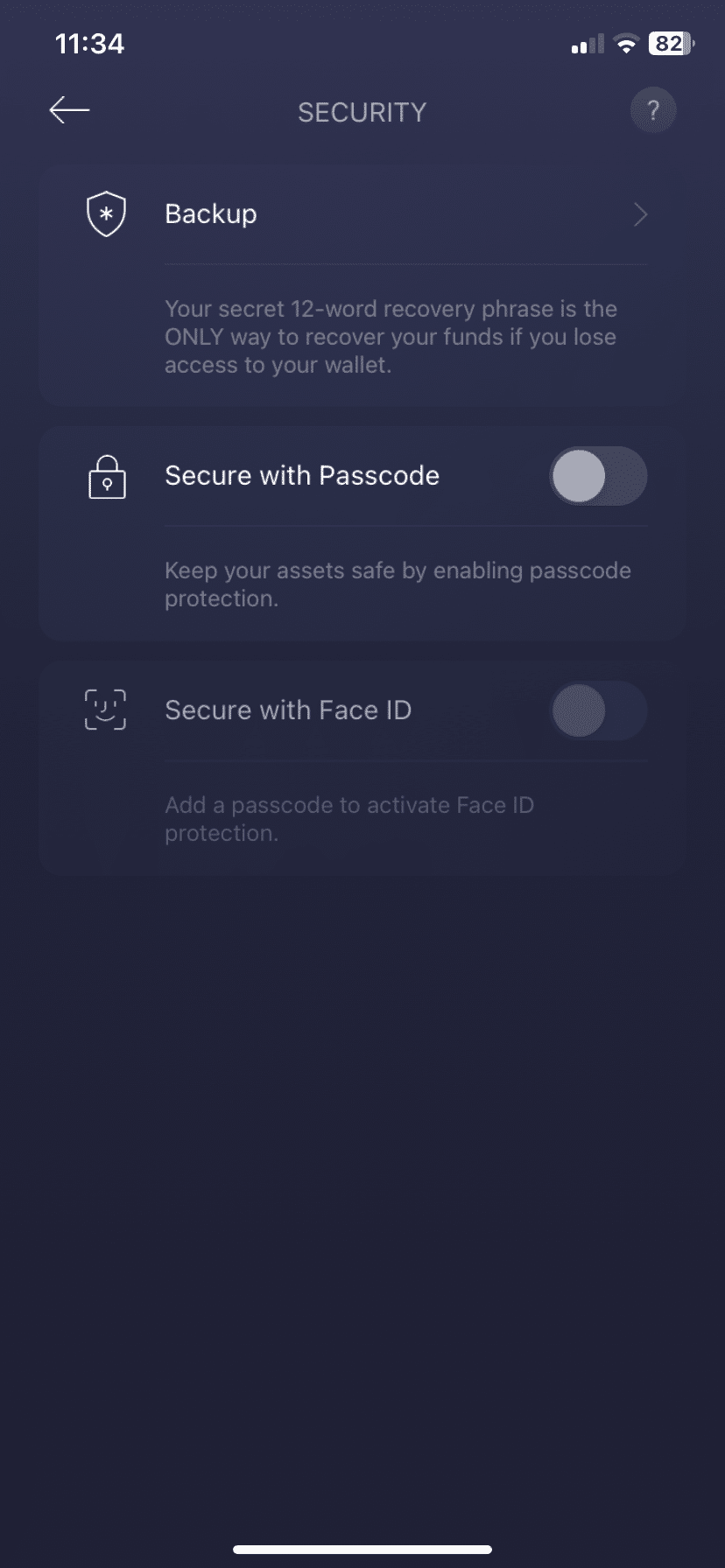 wallet security settings for exodus