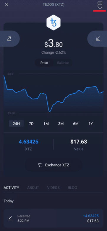 staking button on exodus