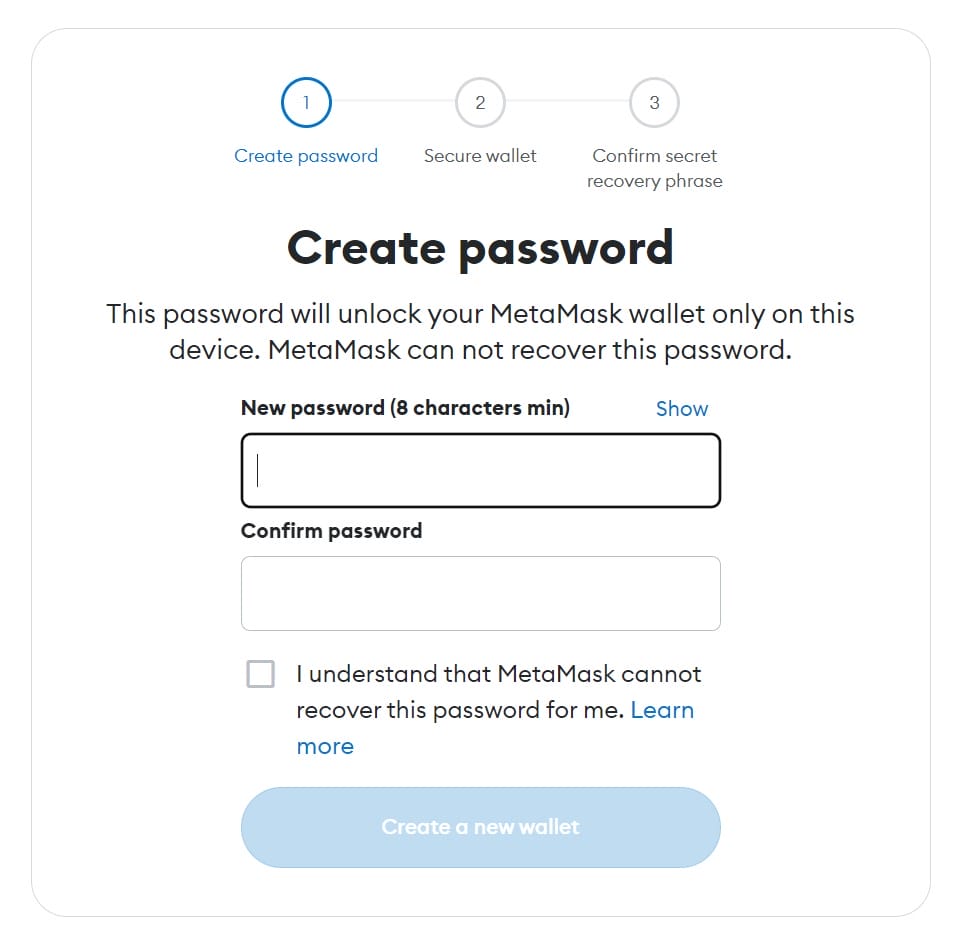 metamask password