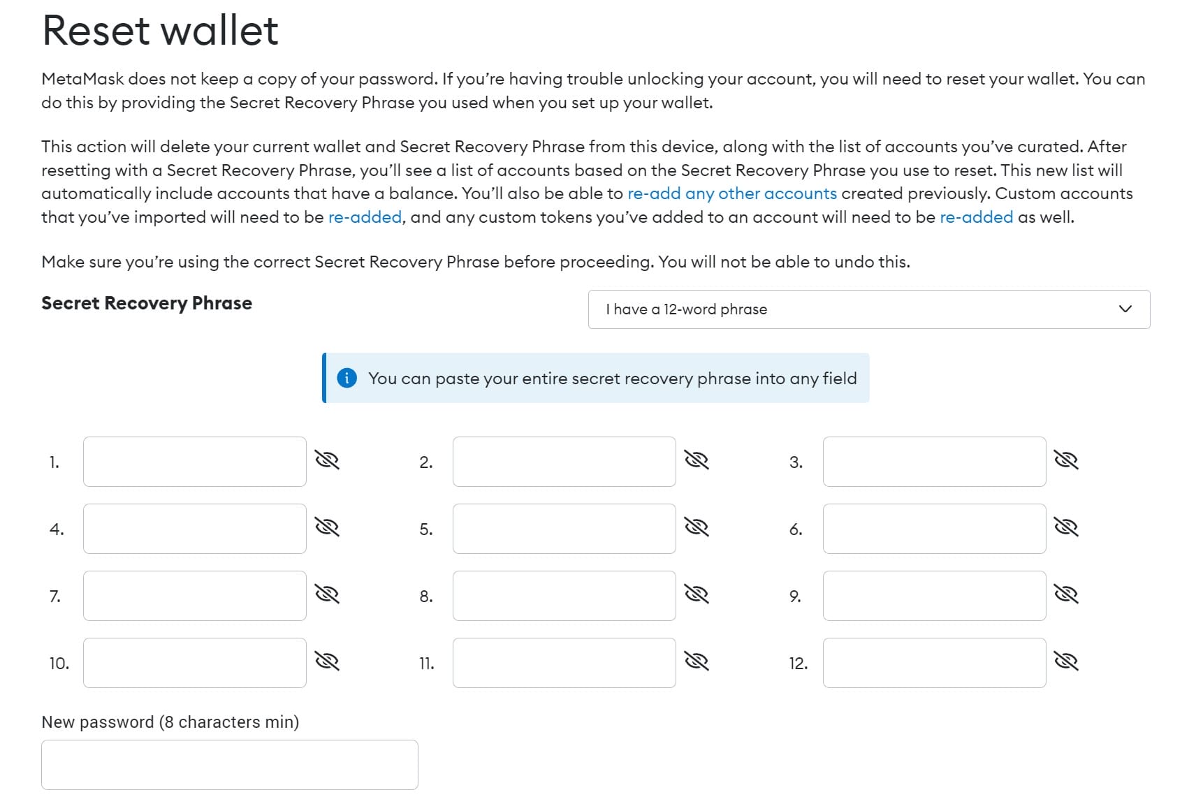 metamask wallet recovery
