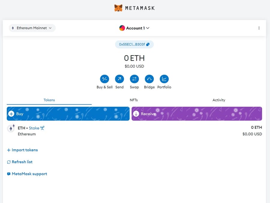 metamask portfolio tab
