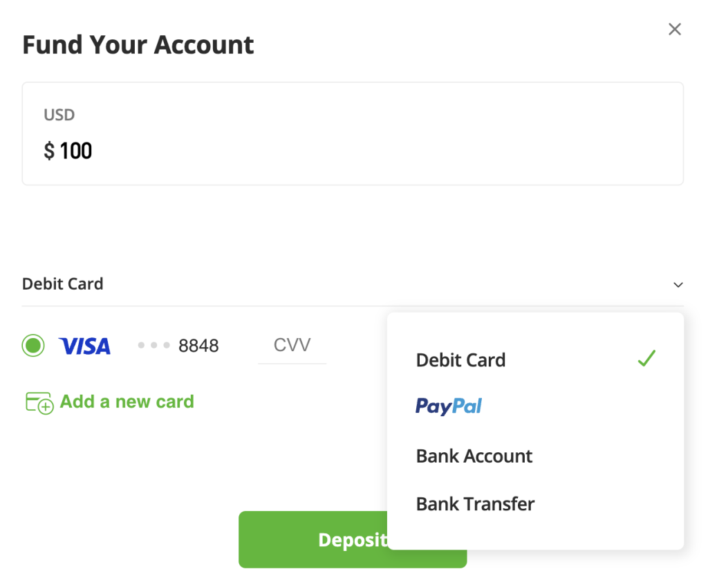 etoro fund your account