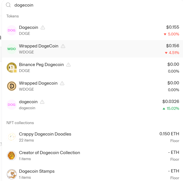Select tokens on Uniswap