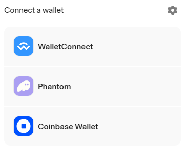 Wallet options on Uniswap
