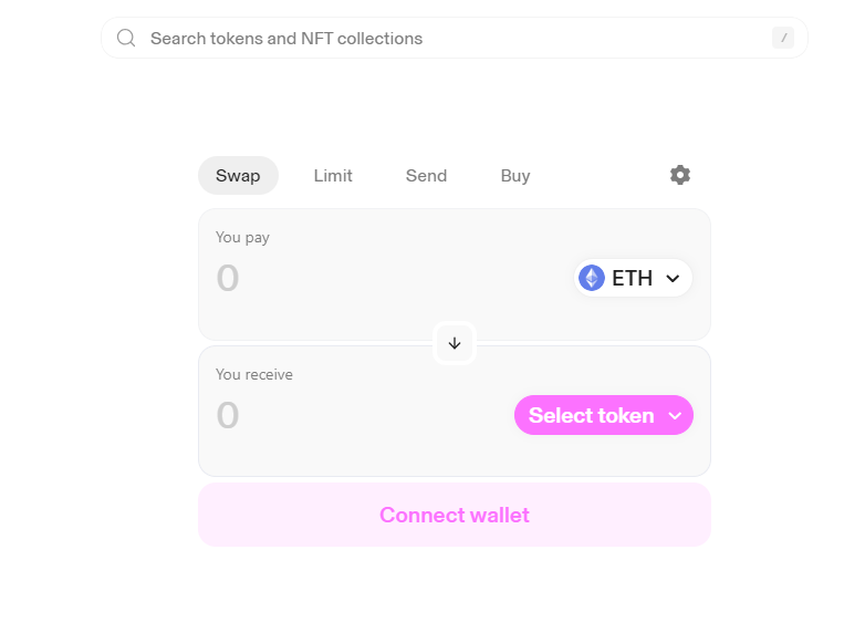 Connect to a wallet on Uniswap