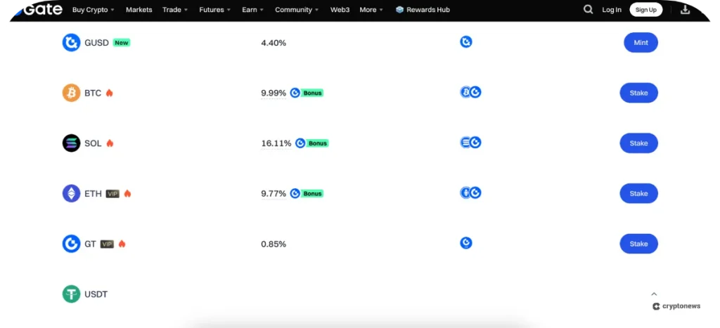 Staking on gate.io