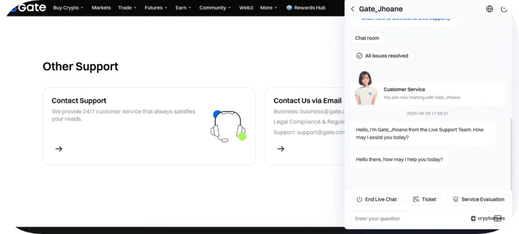 Gate.io Customer Support