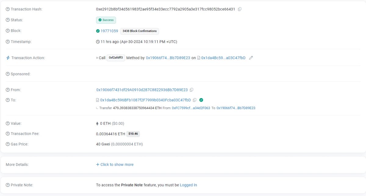 Pike Finance Ether exploit report. Source: Etherscan