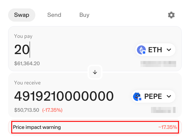 uniswap price impact warning