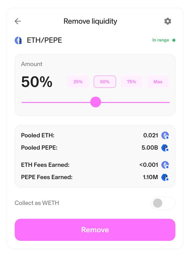 uniswap remove liquidity