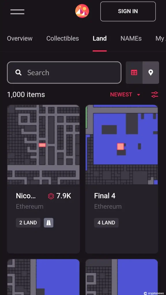 Decentraland's digital land marketplace