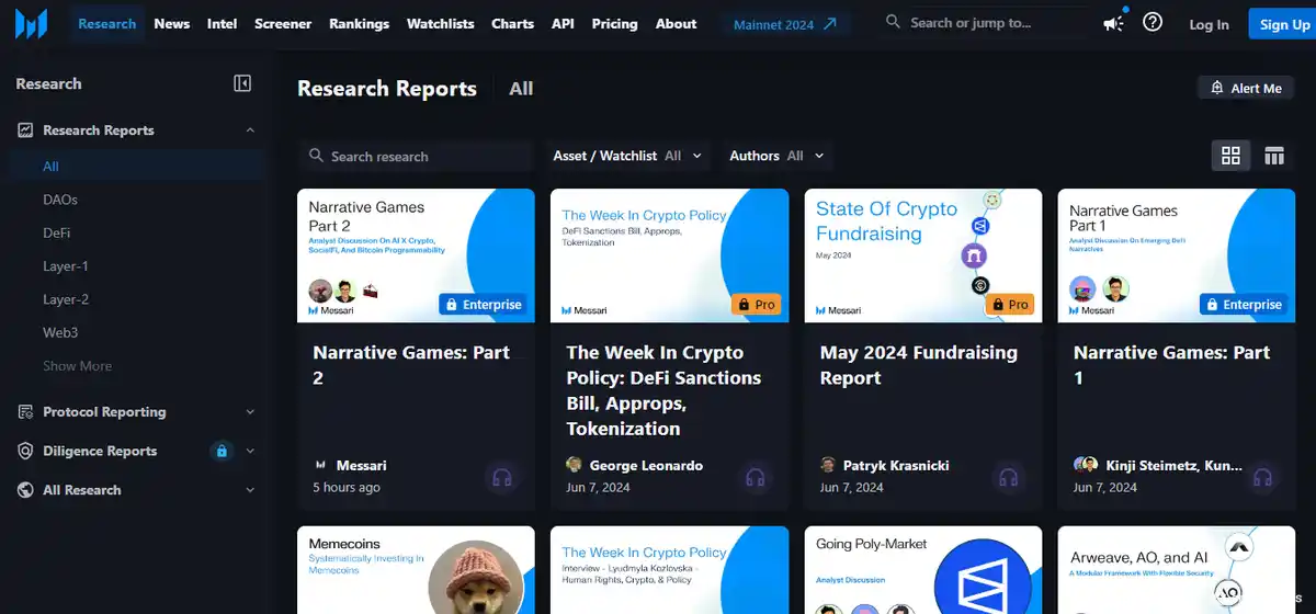 Messari crypto research reports