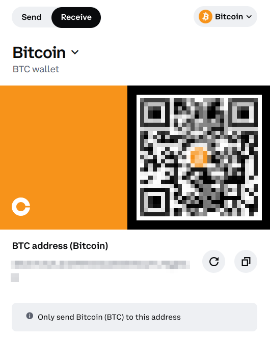 coinbase receive BTC