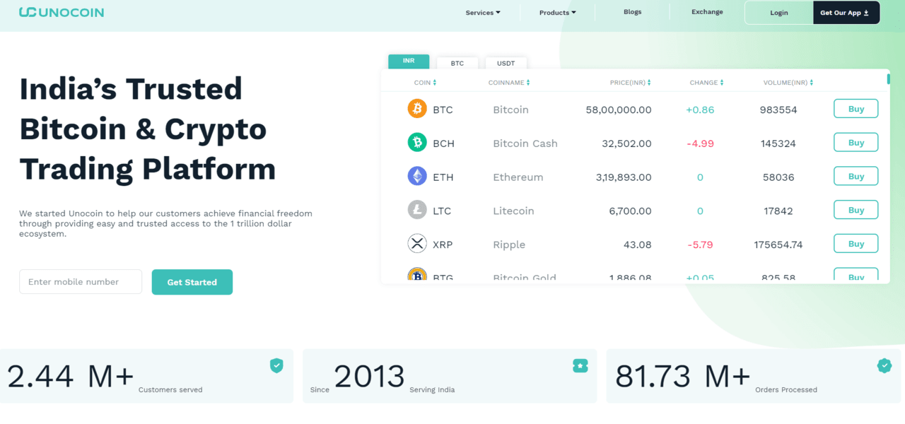 Image of Unocoin Homepage