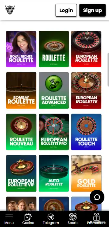 live roulette table at a no account casino