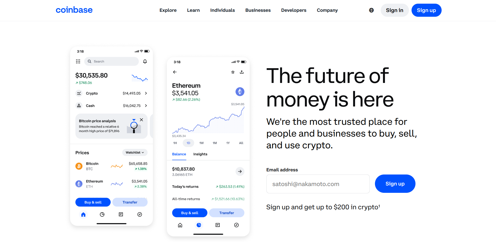 coinbase homepage