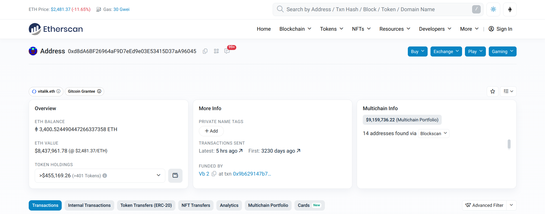 vitalik buterin wallet