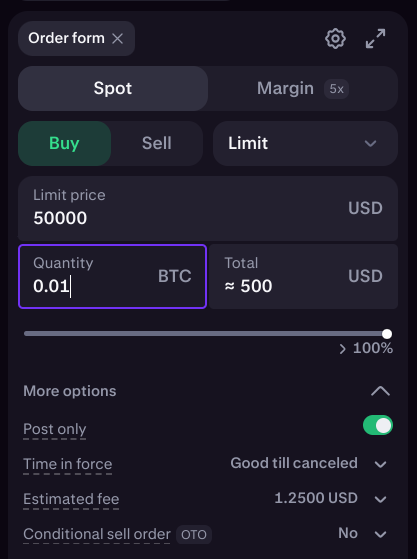 kraken limit order